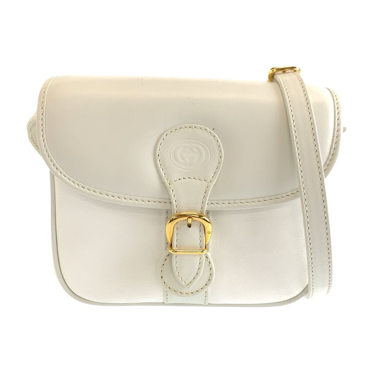 Gucci Interlocking Micro GG White Supreme Canvas Leather Shoulder Bag Pochette