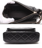 Chanel Chain Shoulder Bag Crossbody Silver Single Shiny Crumple Quilted Lambskin — view 3