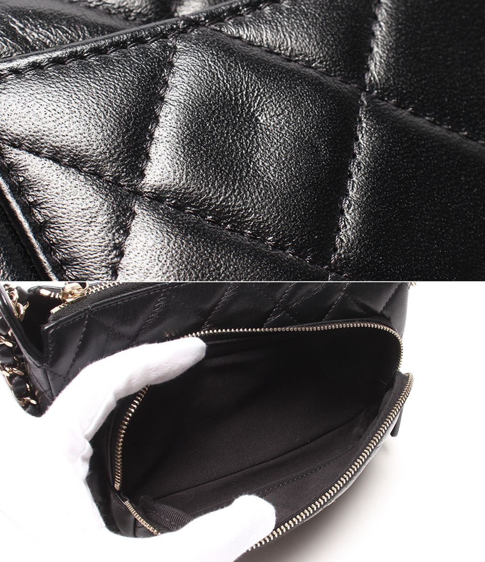 Chanel Chain Shoulder Bag Crossbody Silver Single Shiny Crumple Quilted Lambskin — view 6