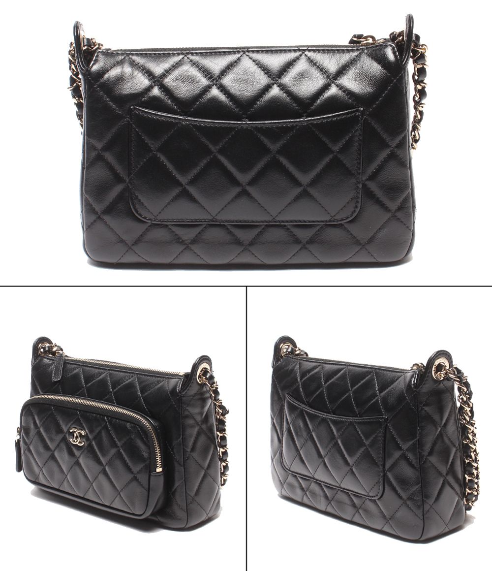 Chanel Chain Shoulder Bag Crossbody Silver Single Shiny Crumple Quilted Lambskin — view 2