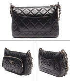 Chanel Chain Shoulder Bag Crossbody Silver Single Shiny Crumple Quilted Lambskin — view 2