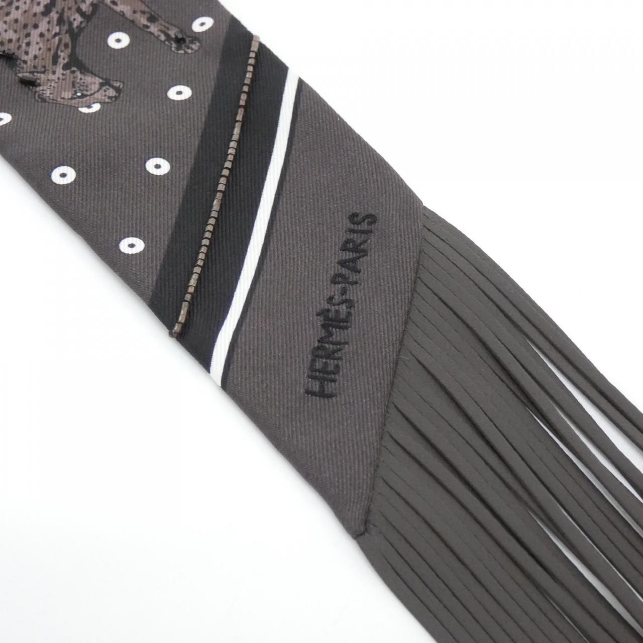 Hermes Guepard Bandana Twilly Fringe Scarf — view 3