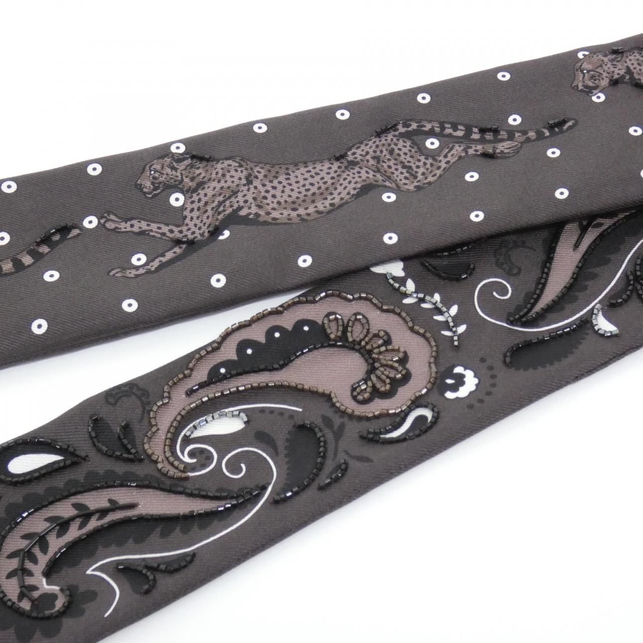 Hermes Guepard Bandana Twilly Fringe Scarf — view 5
