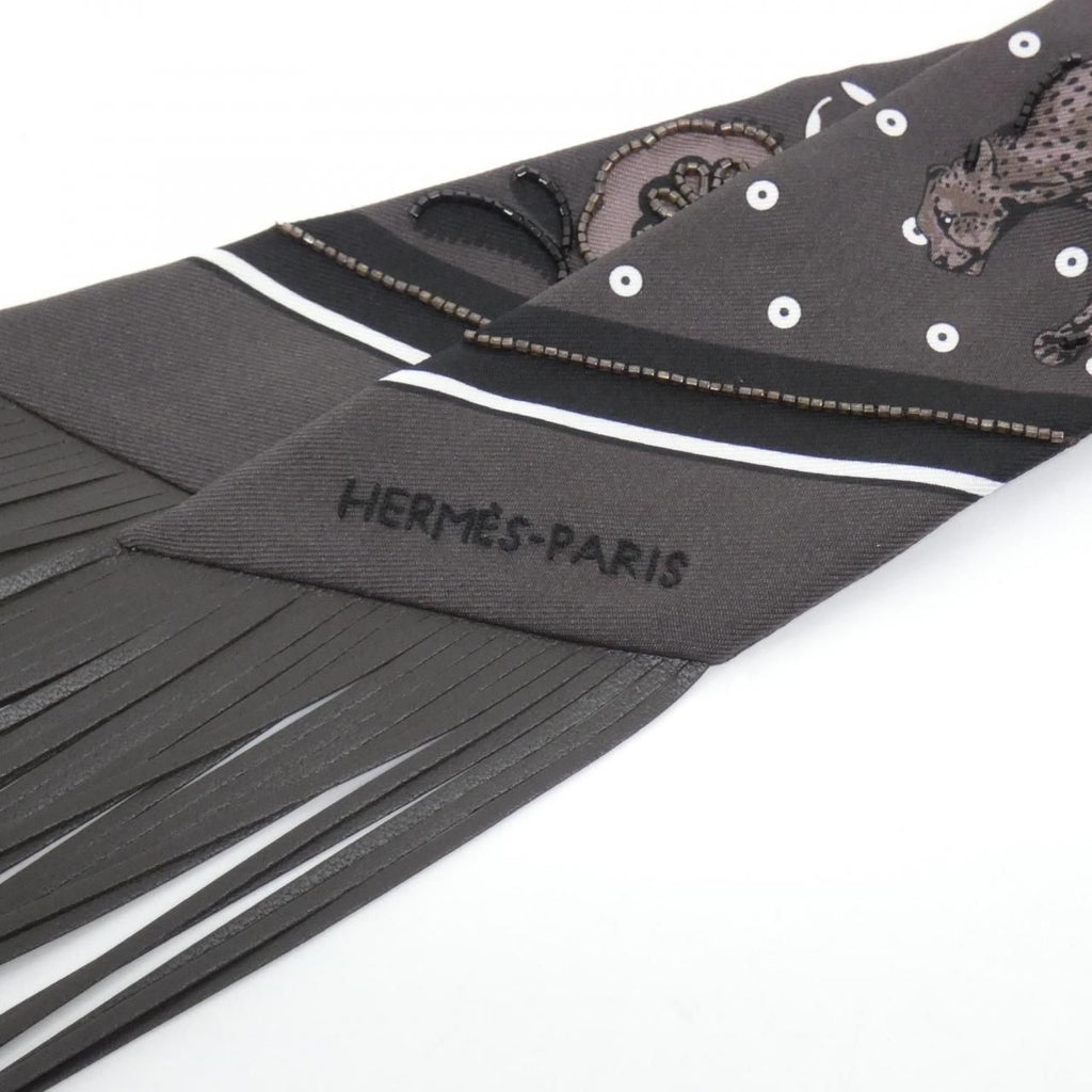 Hermes Guepard Bandana Twilly Fringe Scarf — view 4