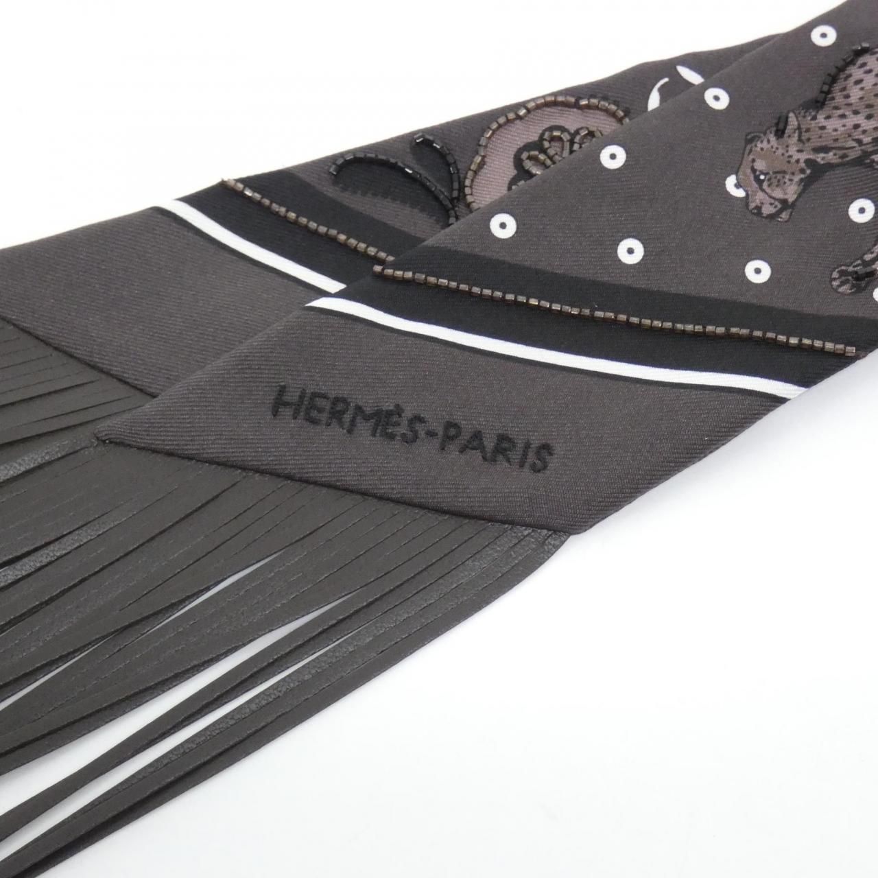 Hermes Guepard Bandana Twilly Fringe Scarf — view 4