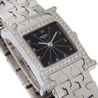 Hermes Watch Stainless Steel Quartz Analog Display Black Dial — view 3