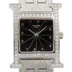 Hermes Watch Stainless Steel Quartz Analog Display Black Dial