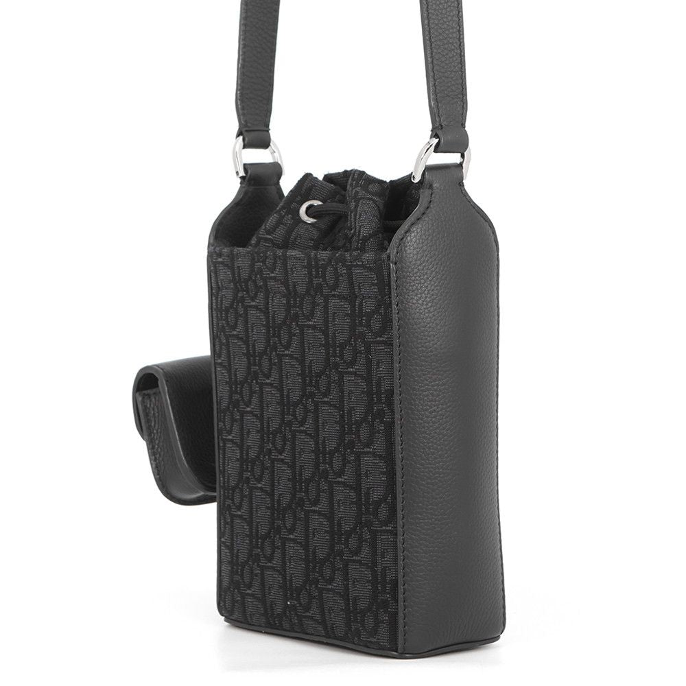 Dior Shoulder Bag Oblique Bucket Canvas Black