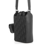 Dior Shoulder Bag Oblique Bucket Canvas Black