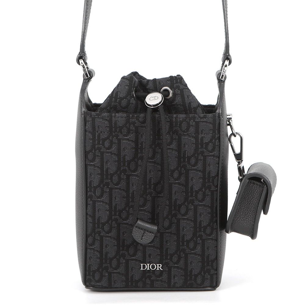 Dior Shoulder Bag Oblique Bucket Canvas Black