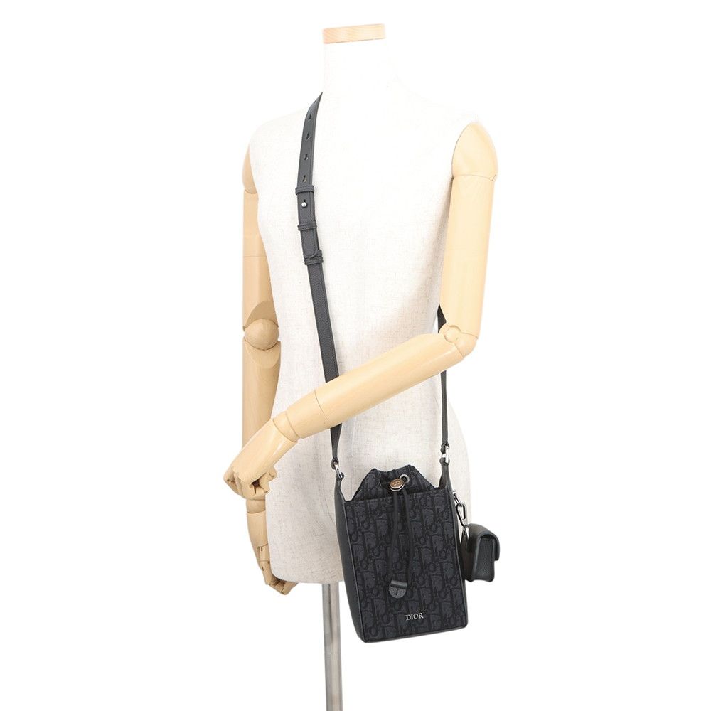 Dior Shoulder Bag Oblique Bucket Canvas Black