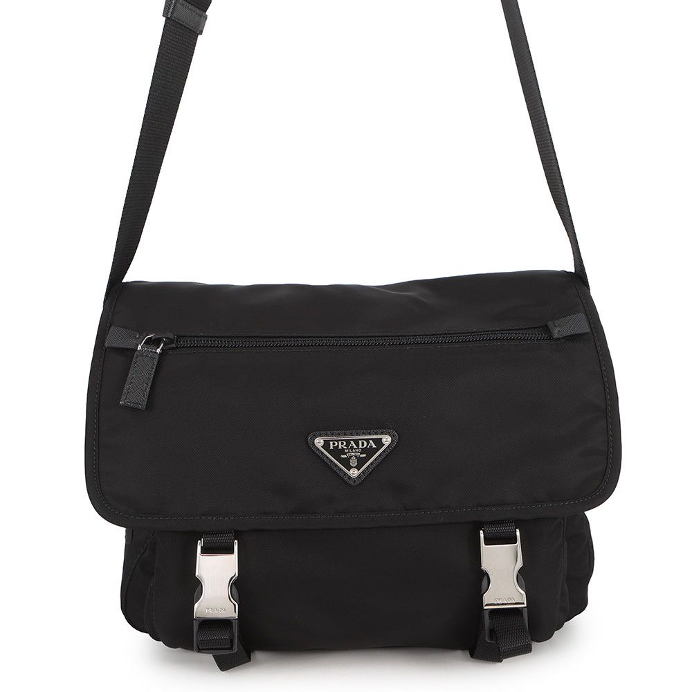 Prada Shoulder Bag Triangle Logo Nylon Black