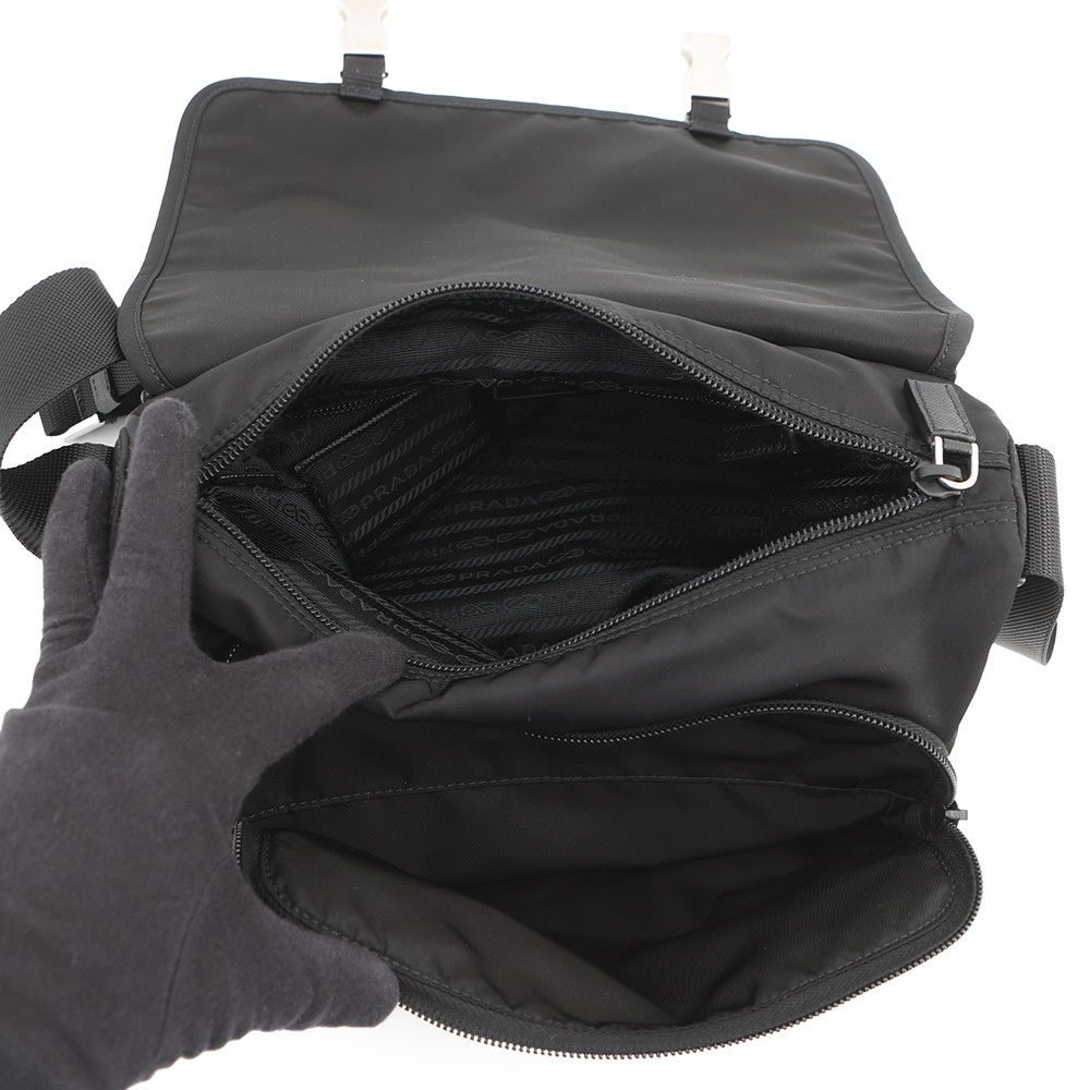 Prada Shoulder Bag Triangle Logo Nylon Black — view 5