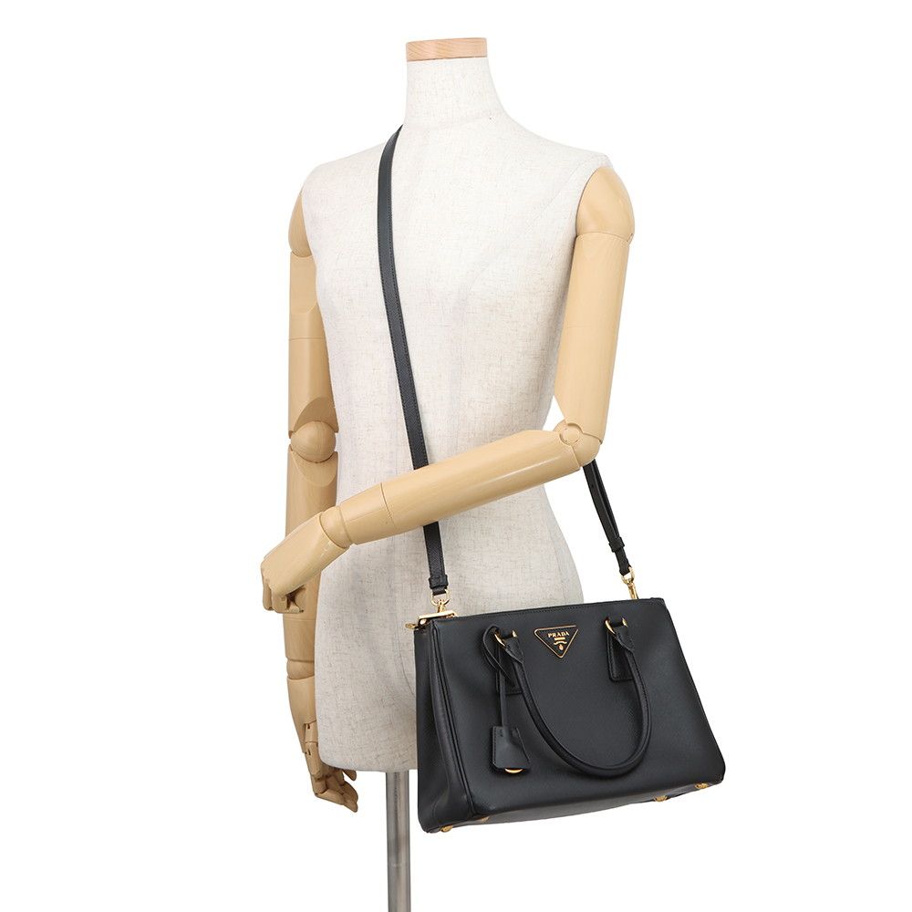 Prada Galleria Saffiano Leather 2-Way Shoulder Bag Black — view 4