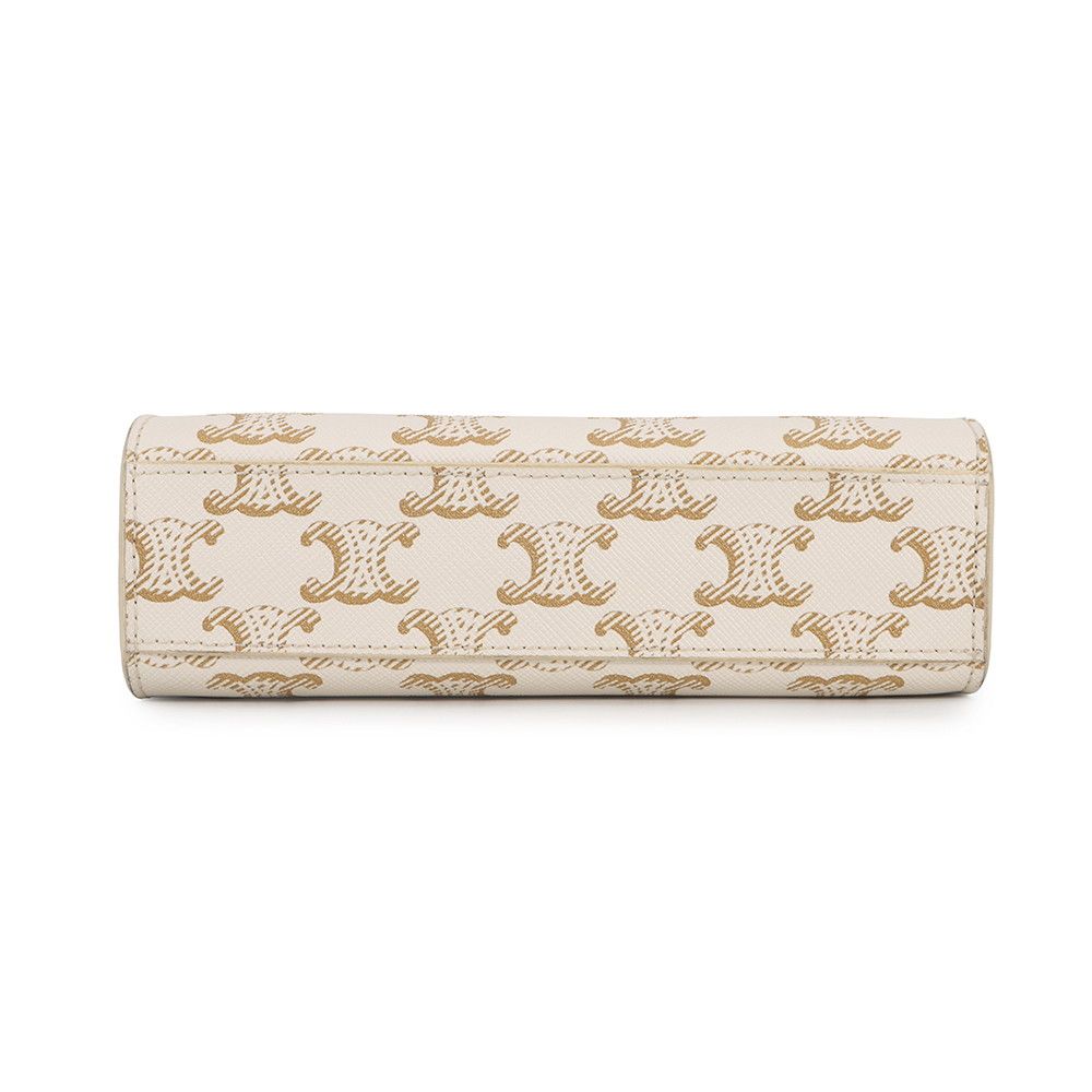 Celine Triomphe Mini Vertical Cabas Leather 2-Way Shoulder Bag White — view 3