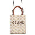 Celine Triomphe Mini Vertical Cabas Leather 2-Way Shoulder Bag White