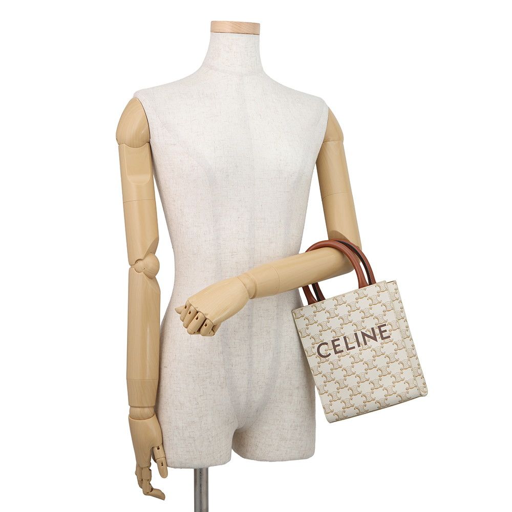 Celine Triomphe Mini Vertical Cabas Leather 2-Way Shoulder Bag White — view 4