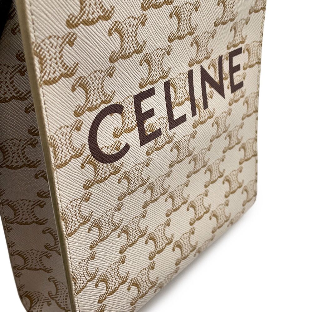 Celine Triomphe Mini Vertical Cabas Leather 2-Way Shoulder Bag White — view 8