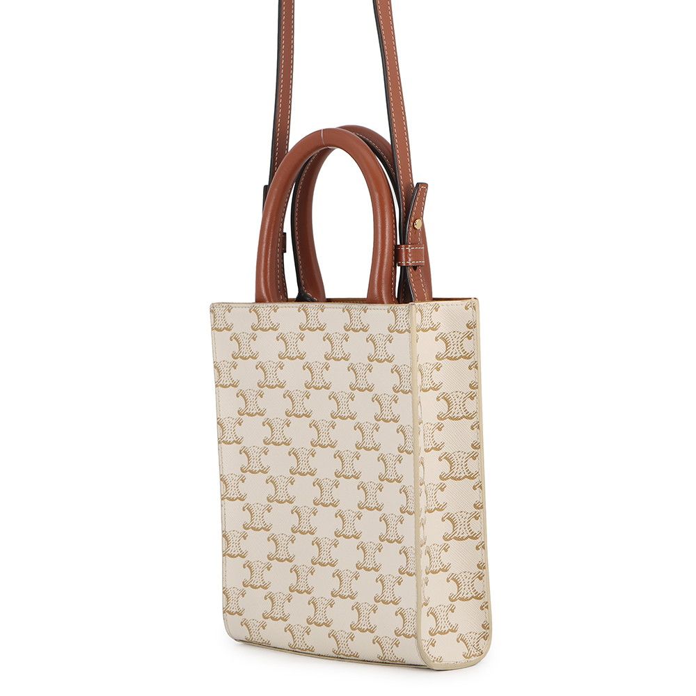 Celine Triomphe Mini Vertical Cabas Leather 2-Way Shoulder Bag White — view 2