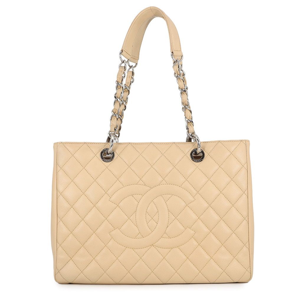 Chanel Chain Tote CC Logo Quilted Grand Shopping GST Caviar Leather