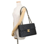 Chanel Chain Shoulder Bag Quilted 33 CC Logo Lambskin Dekamato Black — view 4