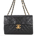 Chanel Chain Shoulder Bag Quilted 33 CC Logo Lambskin Dekamato Black