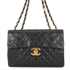 Chanel Chain Shoulder Bag Quilted 33 CC Logo Lambskin Dekamato Black