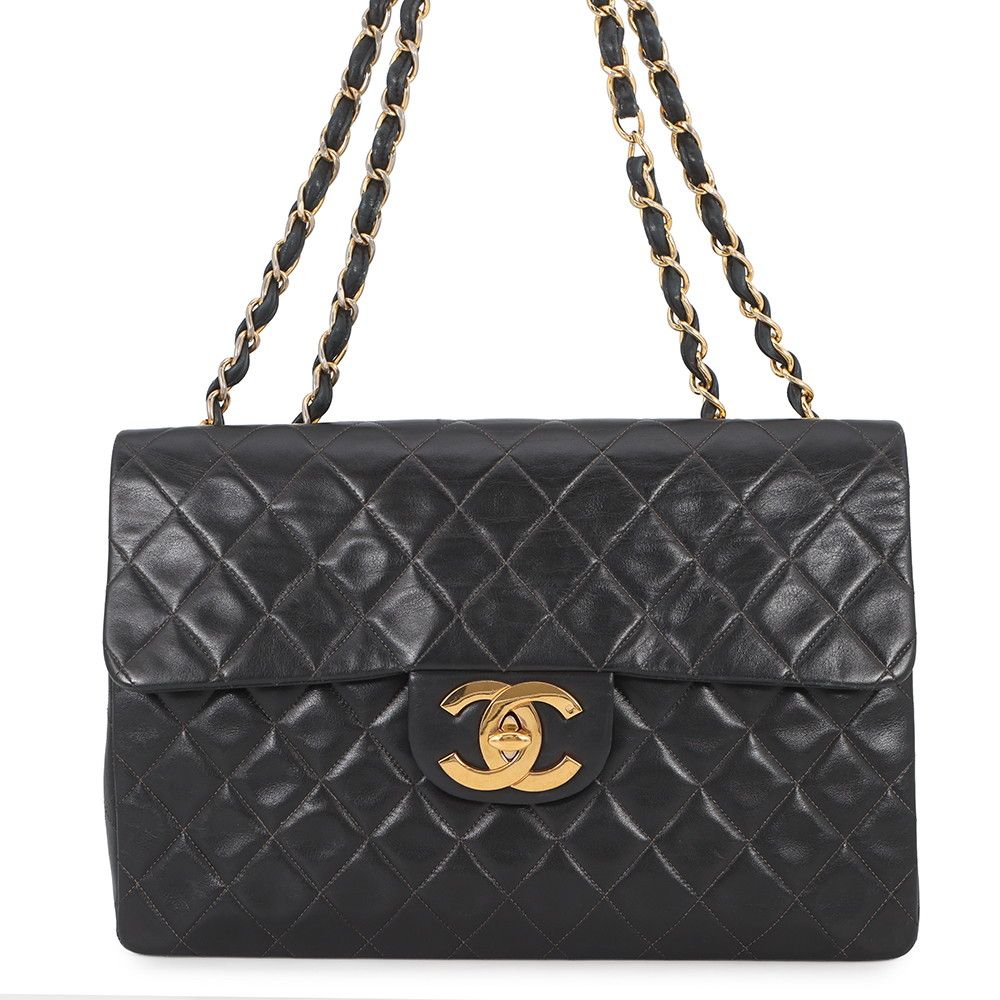 Chanel Chain Shoulder Bag Quilted 33 CC Logo Lambskin Dekamato Black