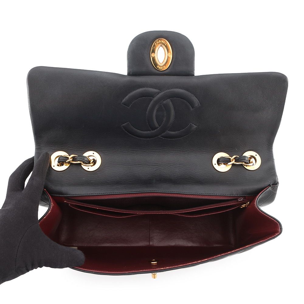 Chanel Chain Shoulder Bag Quilted 33 CC Logo Lambskin Dekamato Black — view 6
