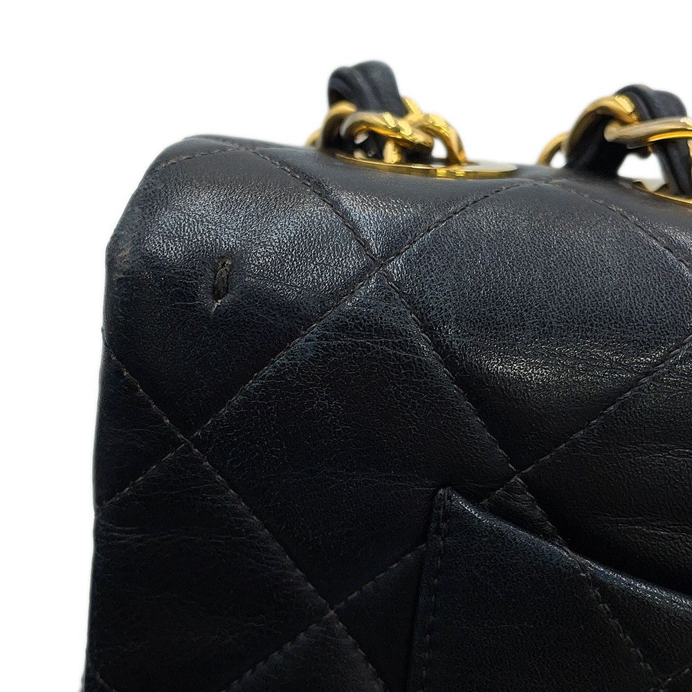 Chanel Chain Shoulder Bag Quilted 33 CC Logo Lambskin Dekamato Black — view 8