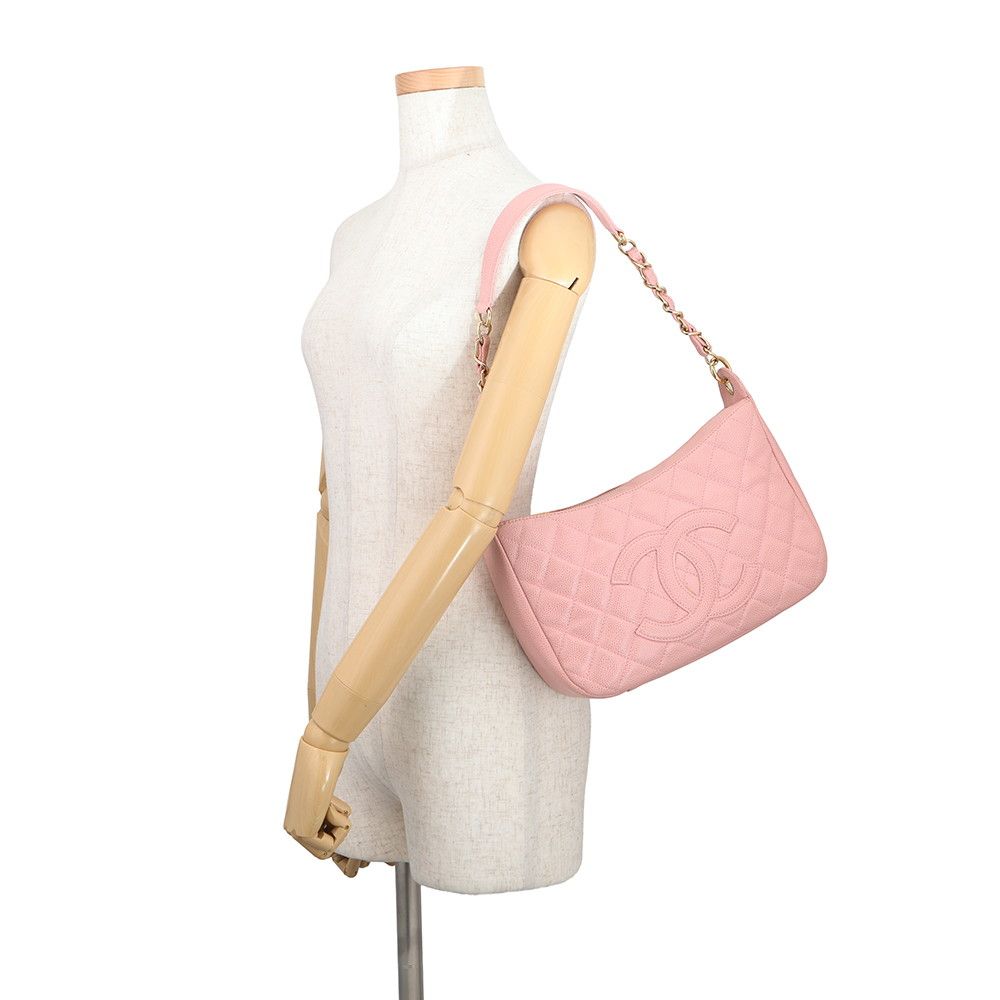 Chanel Chain Shoulder Bag Quilted CC Logo Caviar Leather