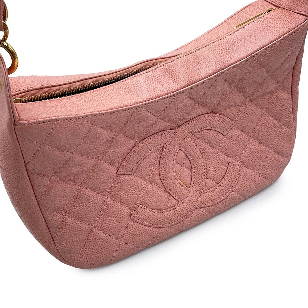 Chanel Chain Shoulder Bag Quilted CC Logo Caviar Leather