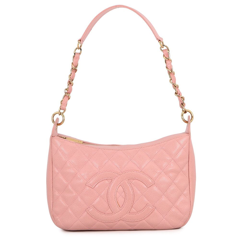 Chanel Chain Shoulder Bag Quilted CC Logo Caviar Leather