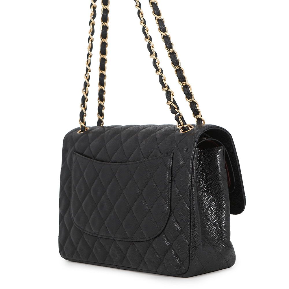 Chanel Chain Shoulder Bag Quilted 30 Caviar Leather CC Logo Black — view 2