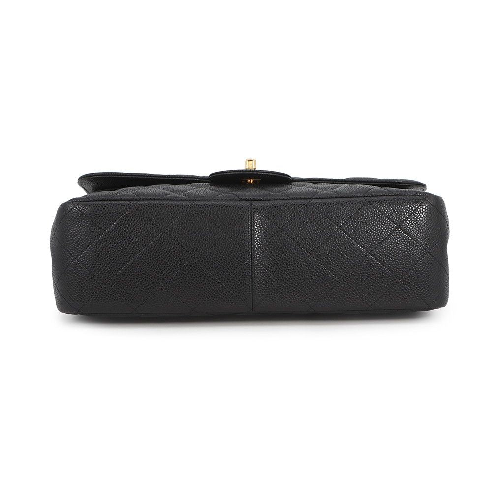 Chanel Chain Shoulder Bag Quilted 30 Caviar Leather CC Logo Black — view 3