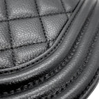 Chanel Chain Shoulder Bag Quilted CC Logo Boy Small Caviar Leather 2-Way Black — view 9