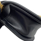 Chanel Chain Shoulder Bag Quilted CC Logo Boy Small Caviar Leather 2-Way Black — view 8