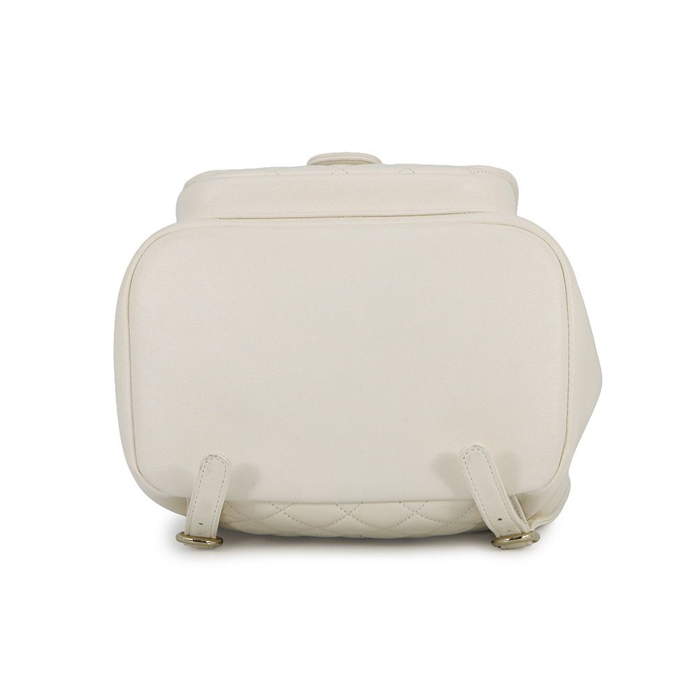 Chanel Backpack Quilted CC Logo Lambskin White — view 3