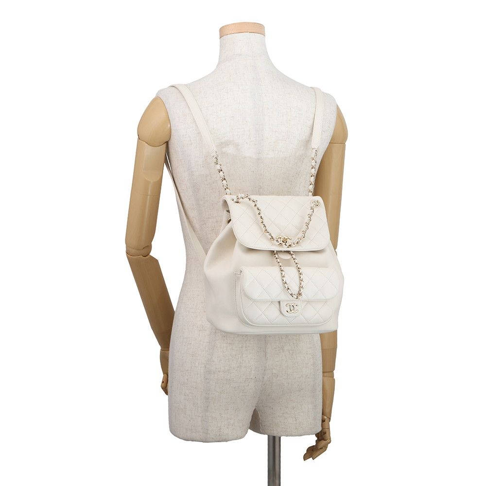 Chanel Backpack Quilted CC Logo Lambskin White — view 4
