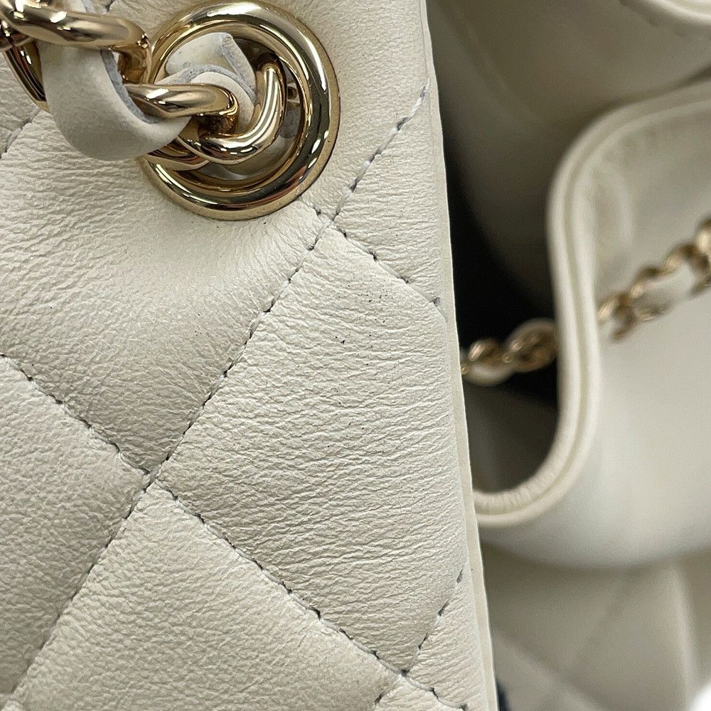 Chanel Backpack Quilted CC Logo Lambskin White — view 9