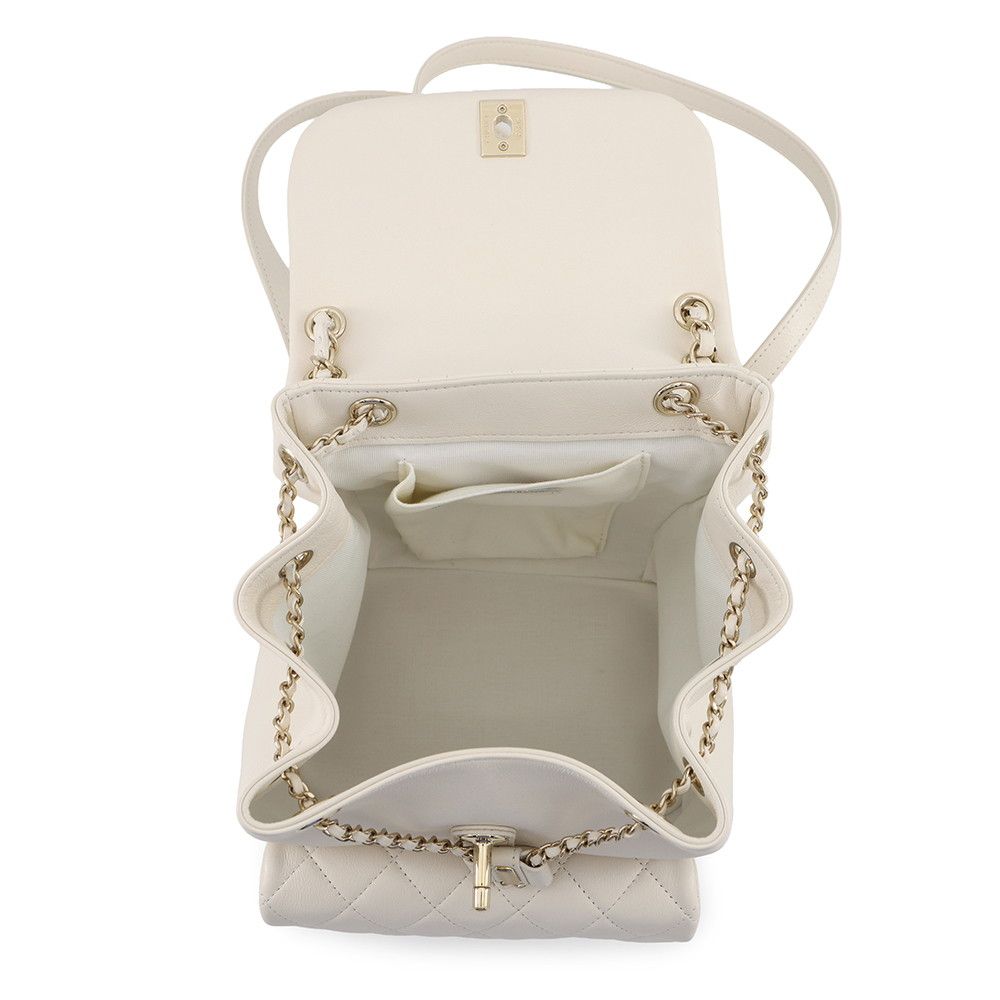 Chanel Backpack Quilted CC Logo Lambskin White — view 5