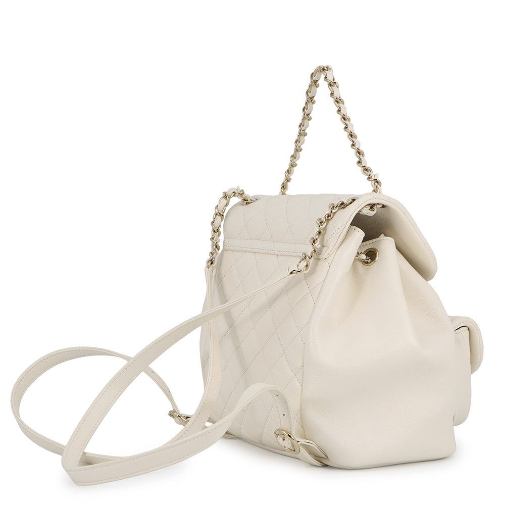 Chanel Backpack Quilted CC Logo Lambskin White — view 2