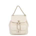 Chanel Backpack Quilted CC Logo Lambskin White