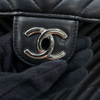 Chanel Backpack Stitch Che Blanc CC Logo Lambskin Black — view 7