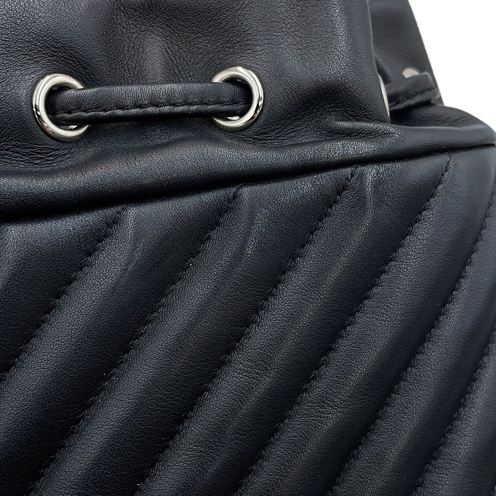 Chanel Backpack Stitch Che Blanc CC Logo Lambskin Black — view 9