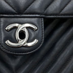 Chanel Backpack Stitch Che Blanc CC Logo Lambskin Black — view 6