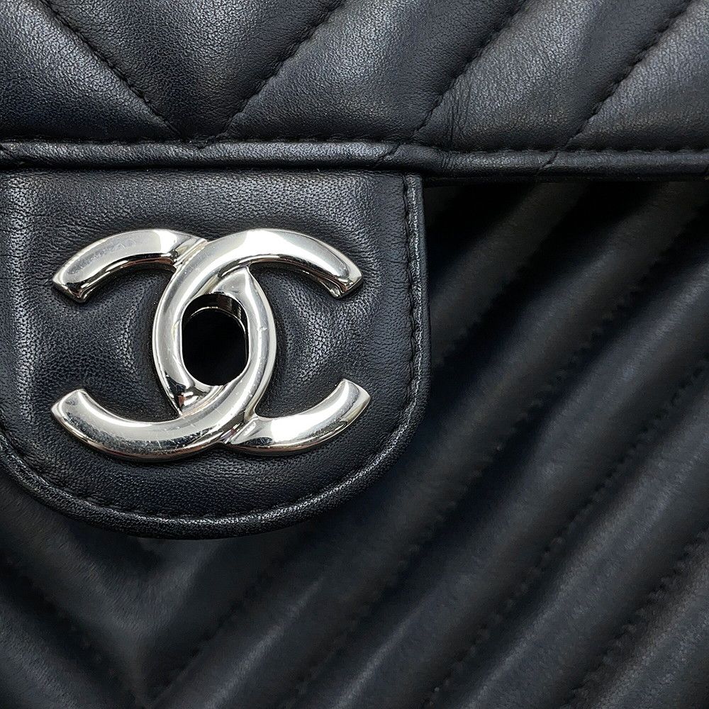 Chanel Backpack Stitch Che Blanc CC Logo Lambskin Black — view 6