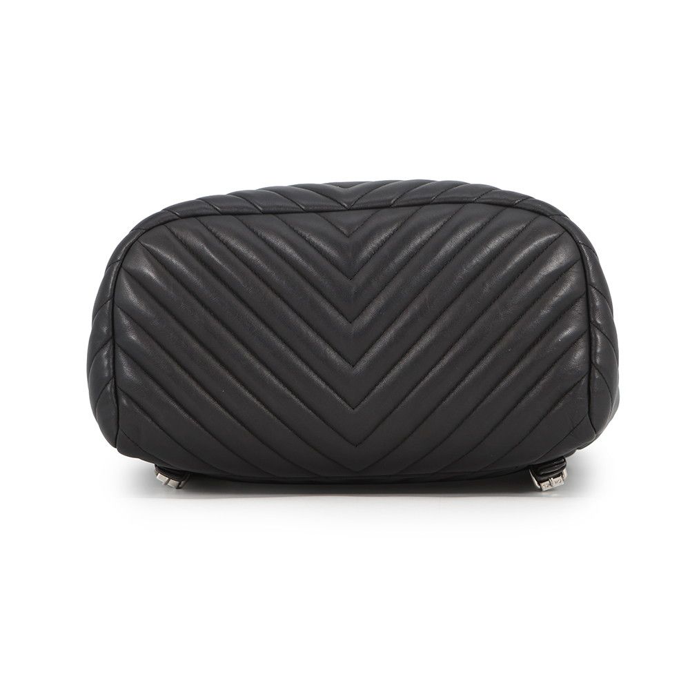 Chanel Backpack Stitch Che Blanc CC Logo Lambskin Black — view 3