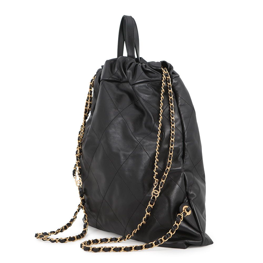 Chanel Backpack 22 Large Shiny Calf Leather Black — view 2