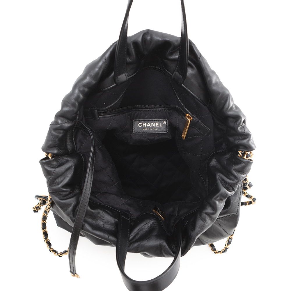Chanel Backpack 22 Large Shiny Calf Leather Black — view 5